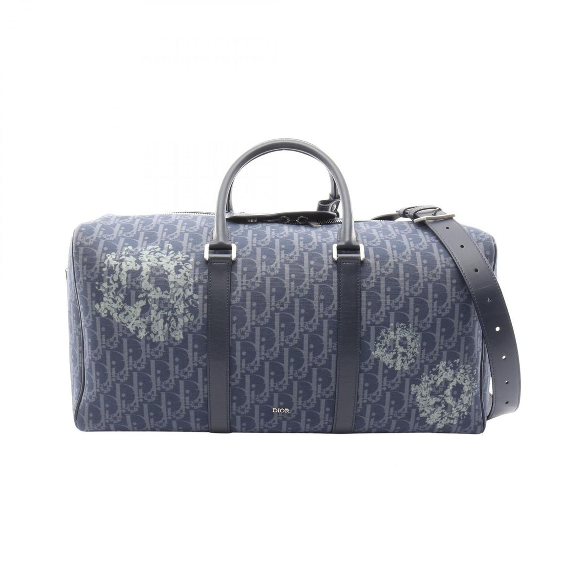 Dior Boston Bag Denim Tears Rango 50 Oblique Peace Sign Navy Canvas