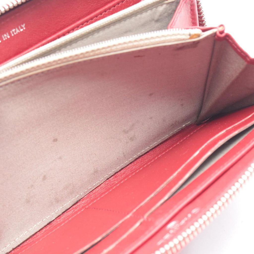 Chanel Round Wallet Red Leather Calf CC Logo — view 6