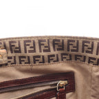 Fendi Tote Zucchino Beige Dark Brown Canvas Leather — view 7