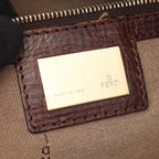 Fendi Tote Zucchino Beige Dark Brown Canvas Leather — view 4