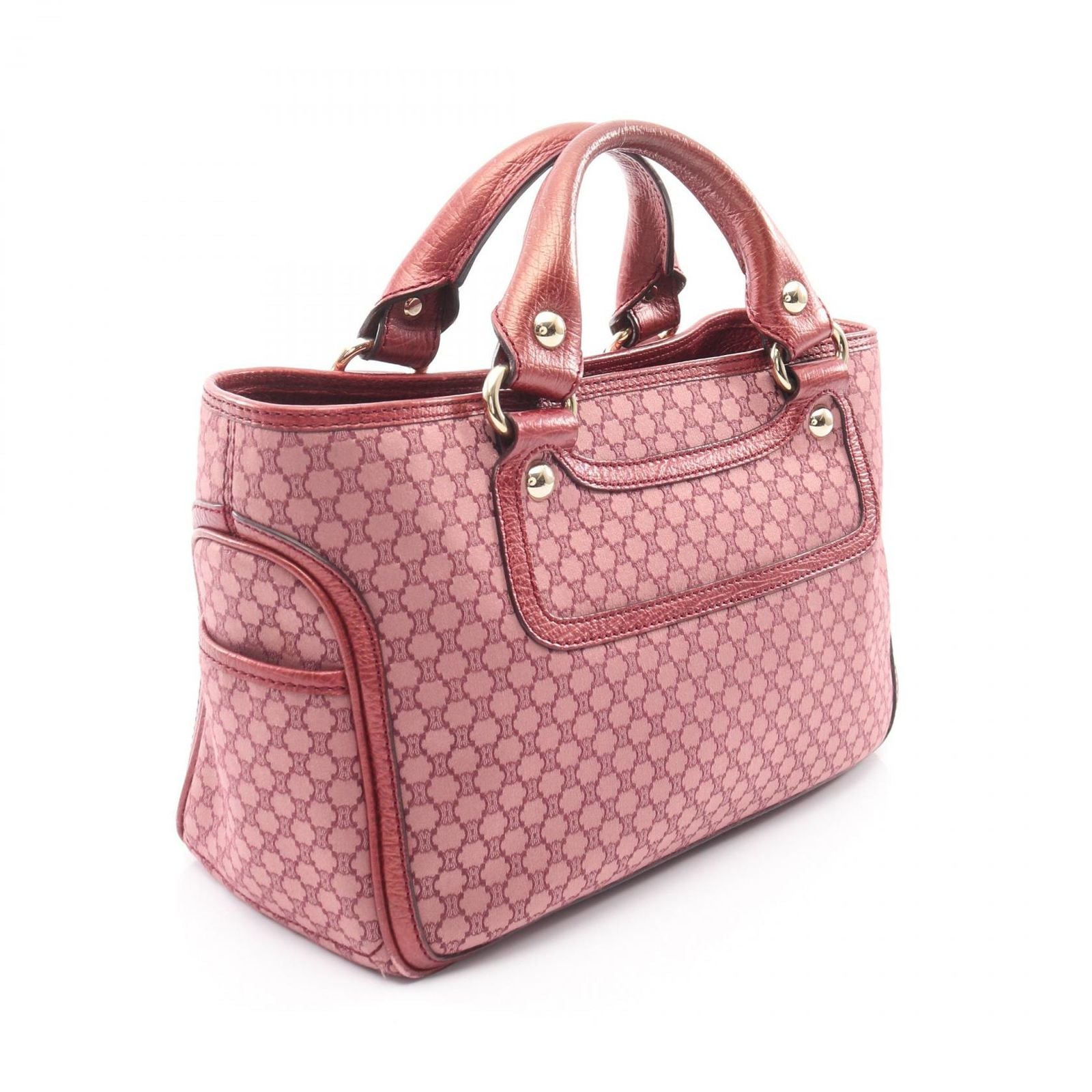 Celine Handbag Boogie Bag Macadam Wine Red Canvas Leather — view 2
