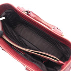 Celine Handbag Boogie Bag Macadam Wine Red Canvas Leather — view 9