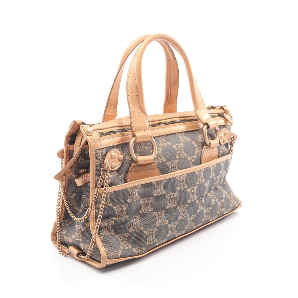 Celine Handbag Paris Macadam Black Rose Gold Canvas Leather — view 2