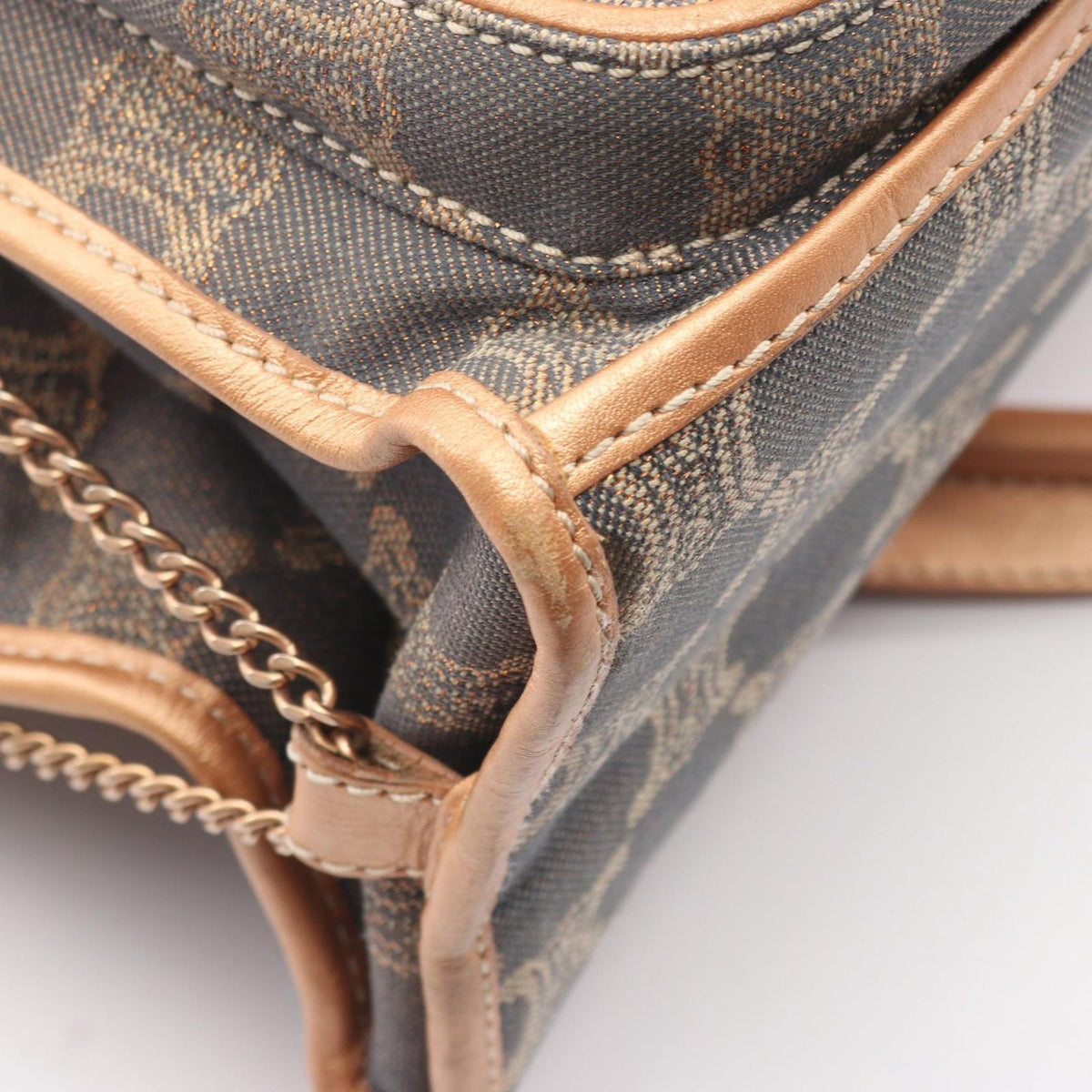 Celine Handbag Paris Macadam Black Rose Gold Canvas Leather — view 7