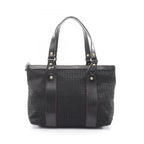 Fendi Tote Zucchino Black Canvas Leather