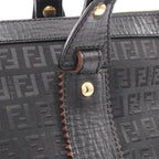 Fendi Tote Zucchino Black Canvas Leather — view 6