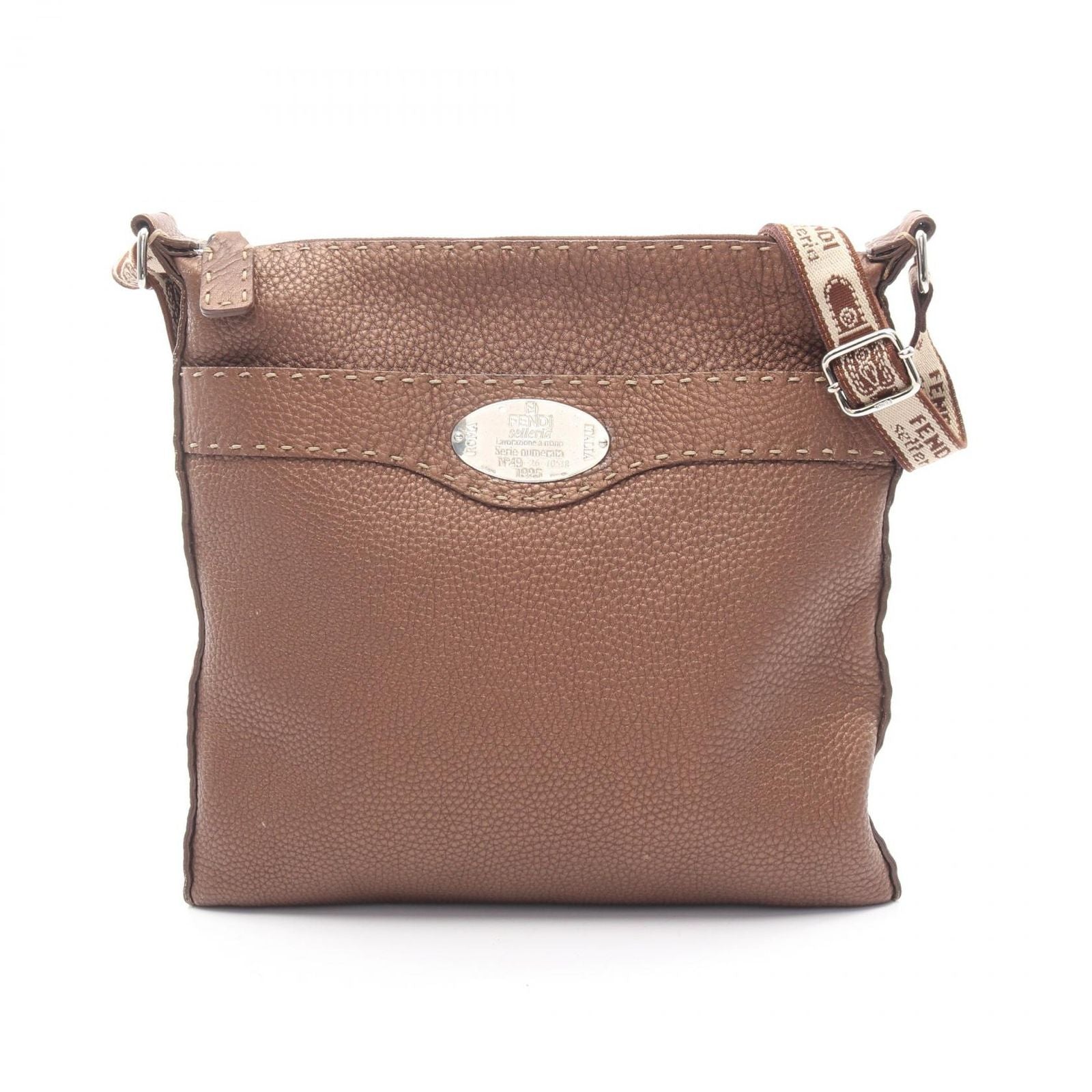 Fendi Shoulder Bag Selleria Blanc Leather