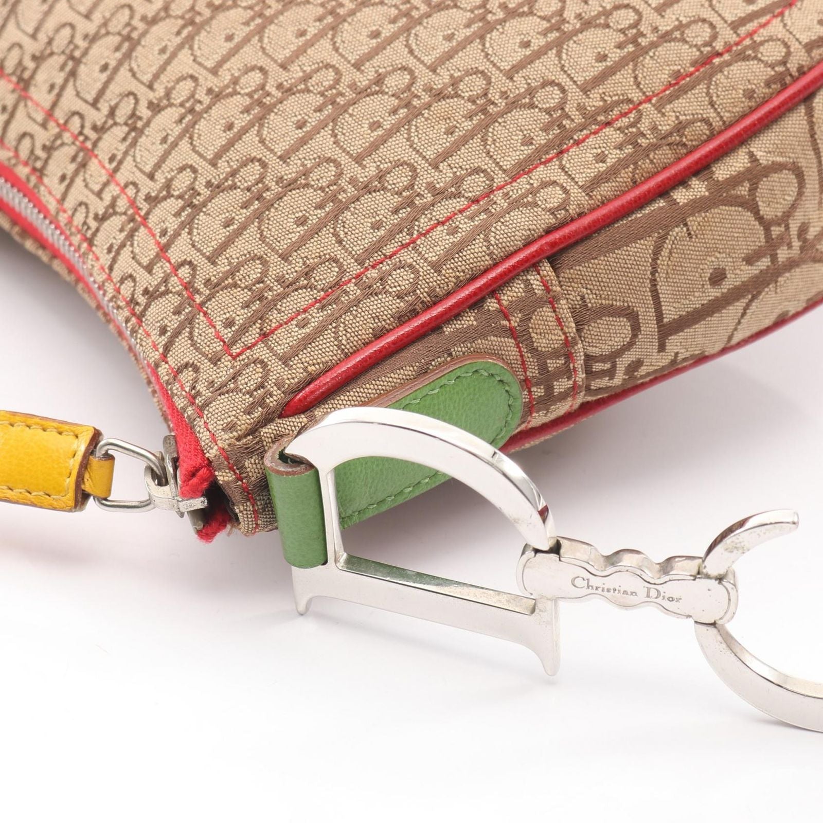 Dior Shoulder Bag Rasta Line Trotter Beige Canvas Leather Oblique — view 7