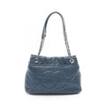 Chanel Tote Quilted Navy Caviar Leather Jumbo CC Logo Chain