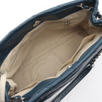 Chanel Tote Quilted Navy Caviar Leather Jumbo CC Logo Chain — view 3