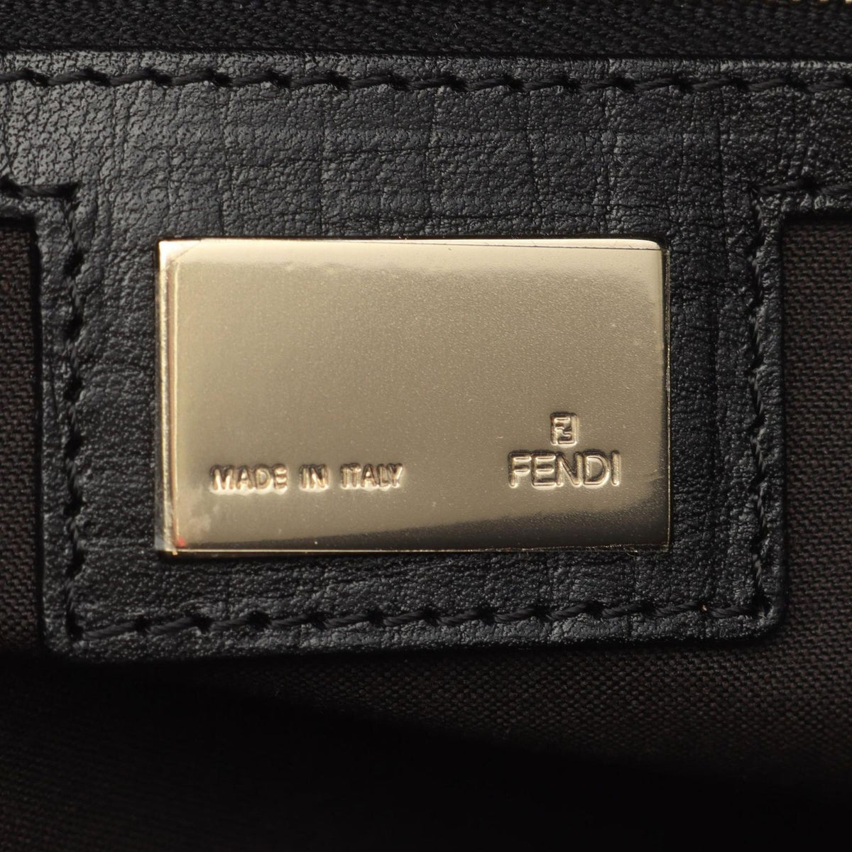 Fendi Tote Zucchino Black Canvas Leather — view 4