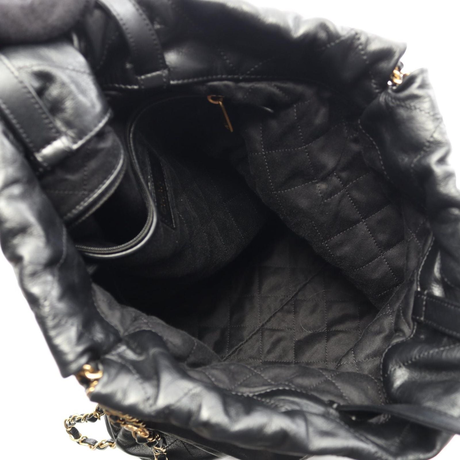 Chanel Backpack 22 Large Black Leather 22 Quilted Chain — view 3