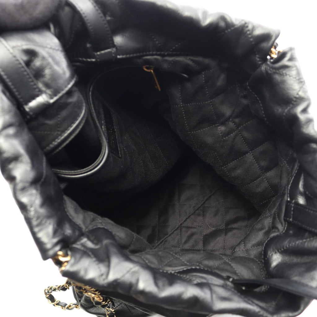 Chanel Backpack 22 Large Black Leather 22 Quilted Chain — view 3