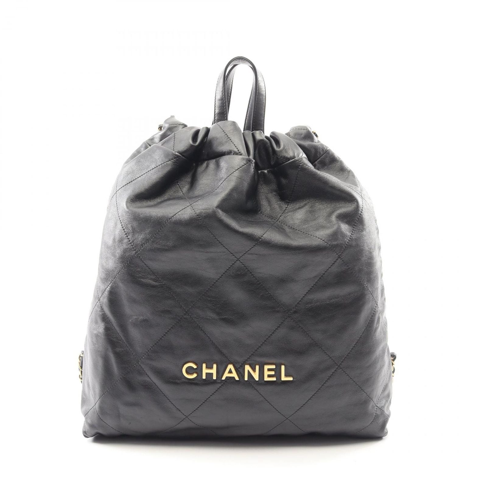 Chanel Backpack 22 Large Black Leather 22 Quilted Chain