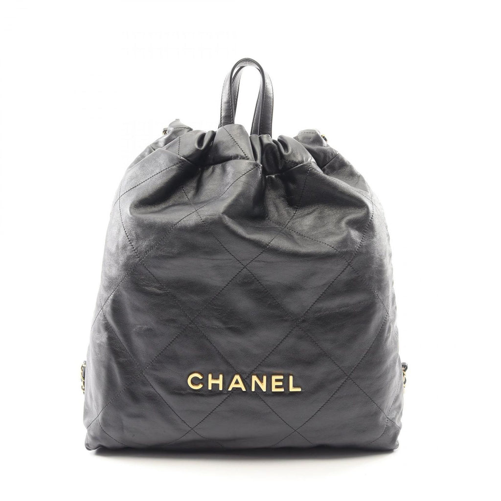Chanel Backpack 22 Large Black Leather 22 Quilted Chain