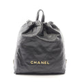Chanel Backpack 22 Large Black Leather 22 Quilted Chain