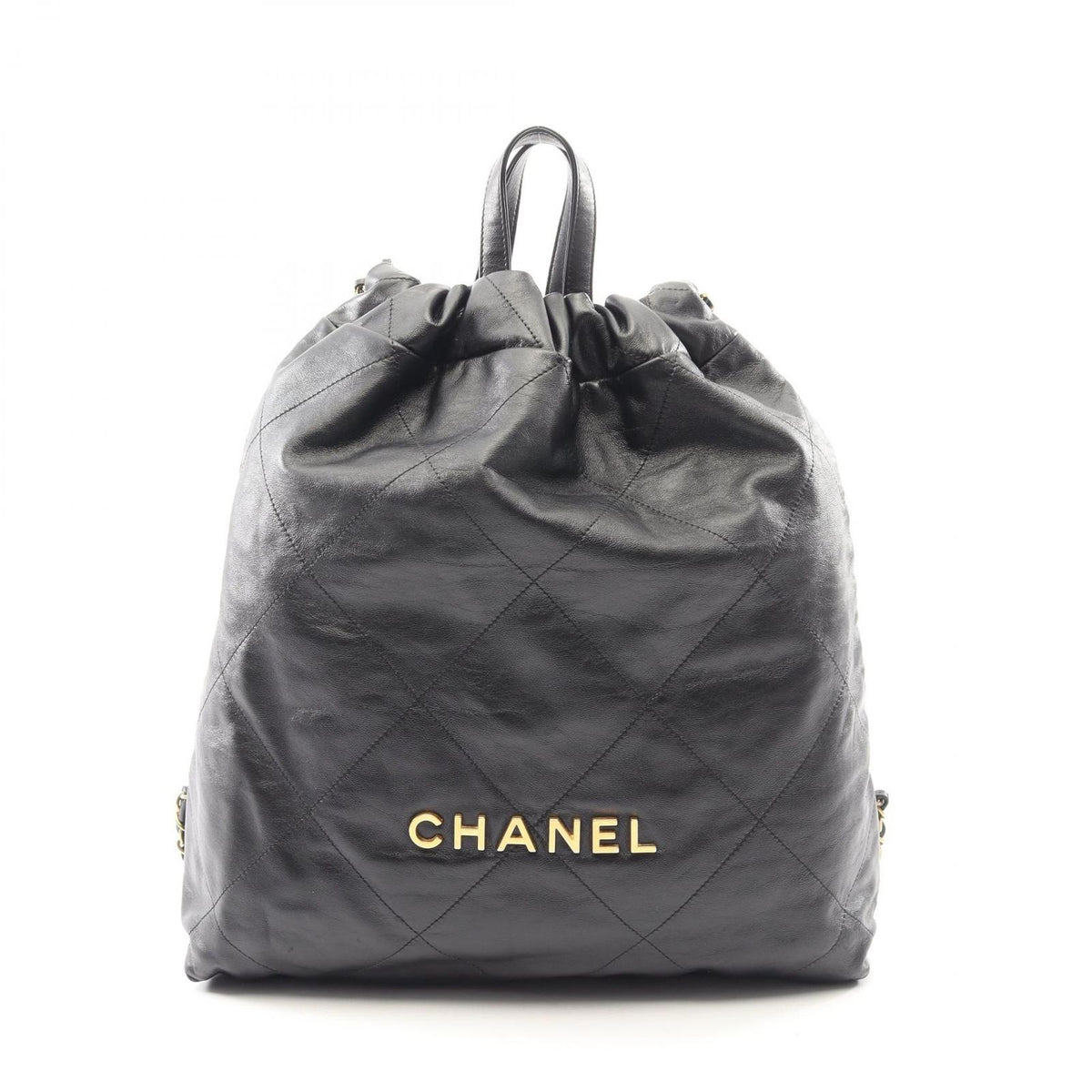 Chanel Backpack 22 Large Black Leather 22 Quilted Chain