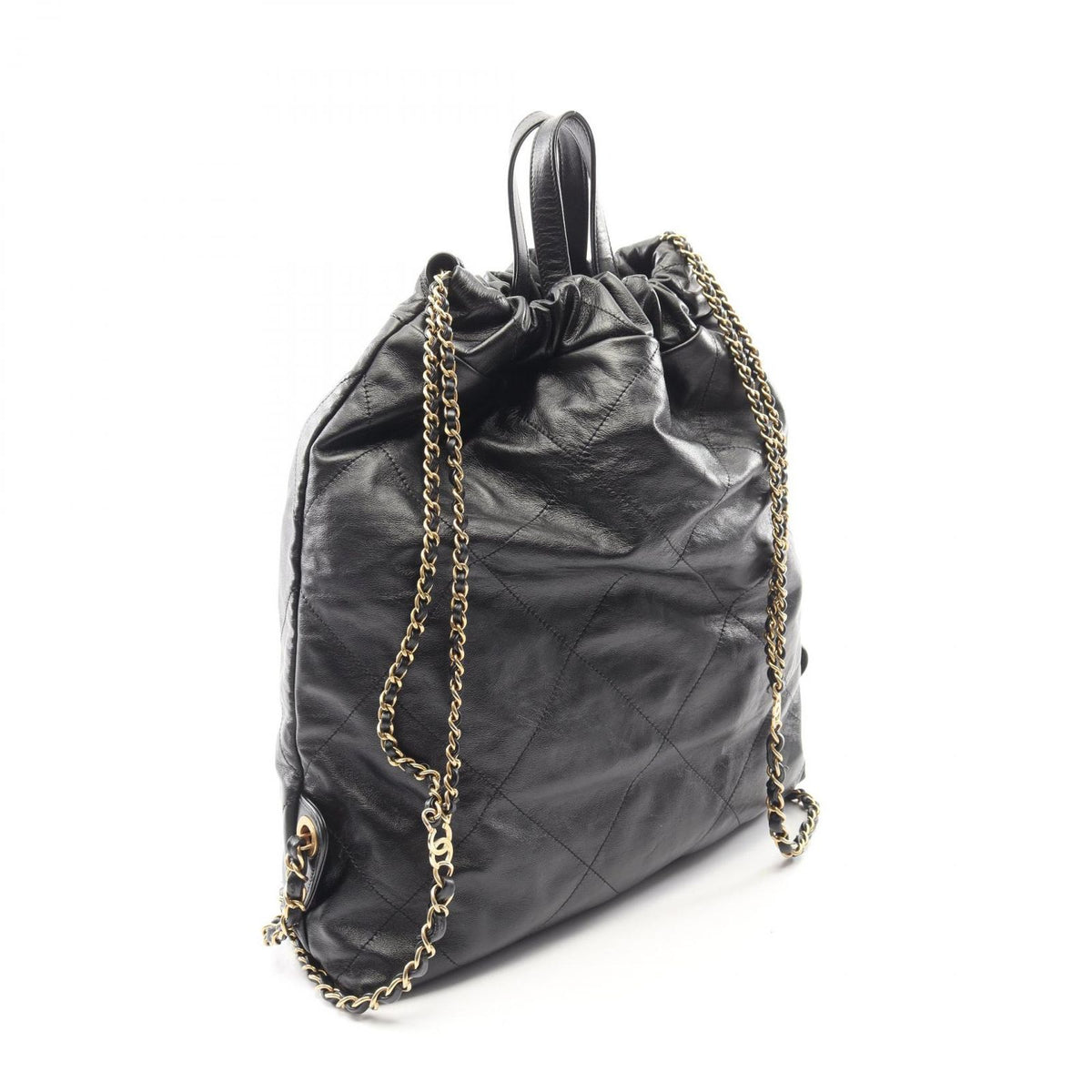 Chanel Backpack 22 Large Black Leather 22 Quilted Chain — view 2