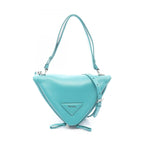Prada Handbag Triangle 2-Way Blue Green Leather