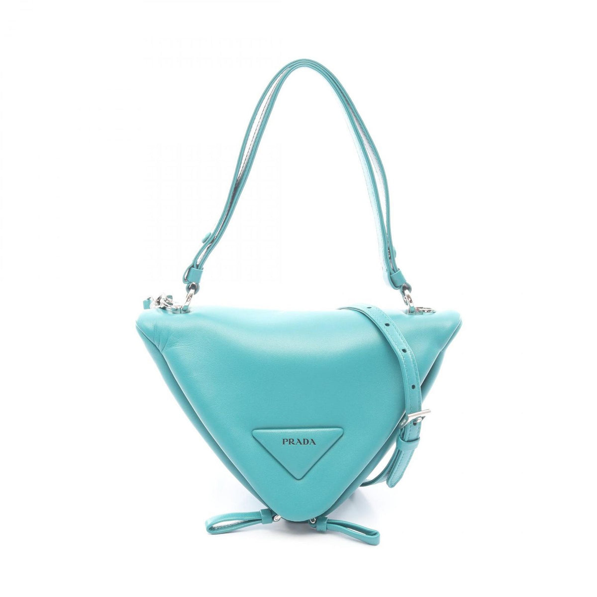 Prada Handbag Triangle 2-Way Blue Green Leather