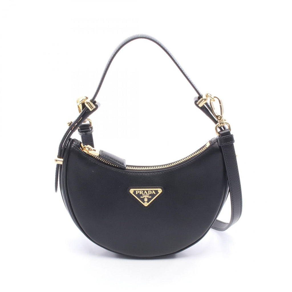 Prada Handbag Soft Calf 2-Way Black Leather Small