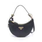 Prada Handbag Soft Calf 2-Way Black Leather Small