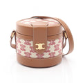 Celine Shoulder Bag Small Tambour Triomphe Red Beige Brown Canvas Leather