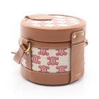 Celine Shoulder Bag Small Tambour Triomphe Red Beige Brown Canvas Leather — view 2