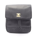 Chanel Backpack Triple CC Logo Black Caviar Leather Coco
