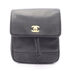 Chanel Backpack Triple CC Logo Black Caviar Leather Coco