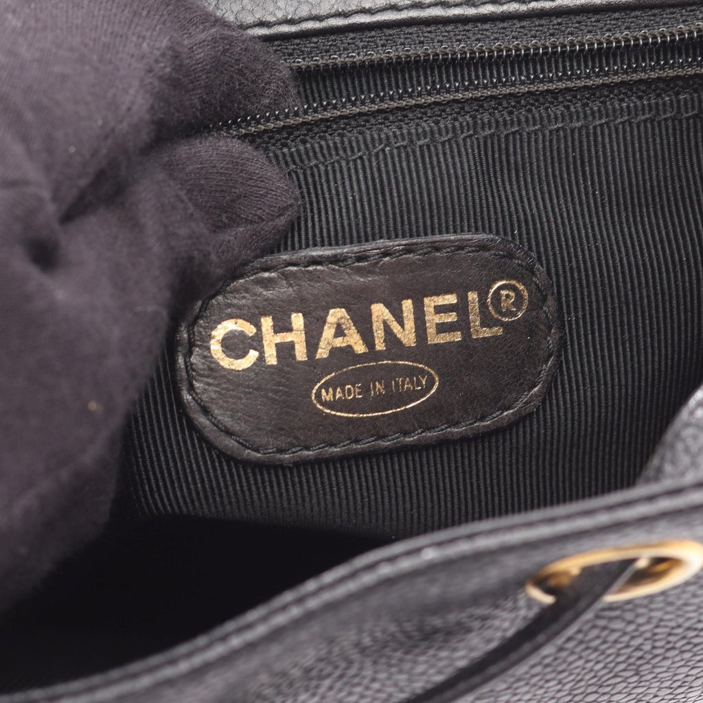 Chanel Backpack Triple CC Logo Black Caviar Leather Coco — view 4