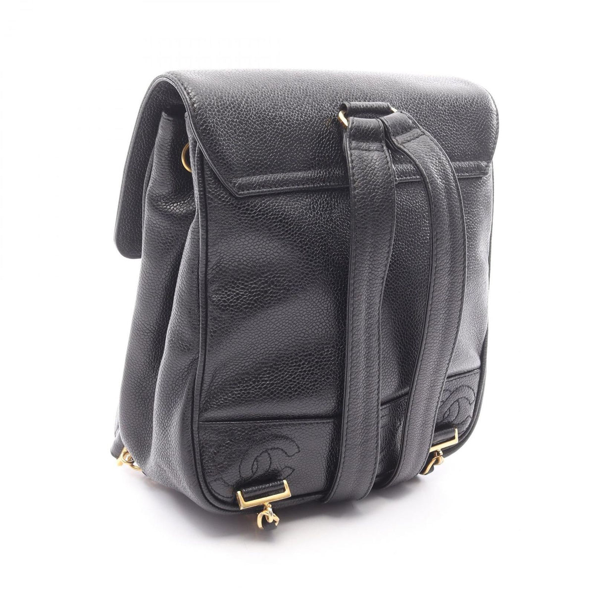 Chanel Backpack Triple CC Logo Black Caviar Leather Coco — view 2