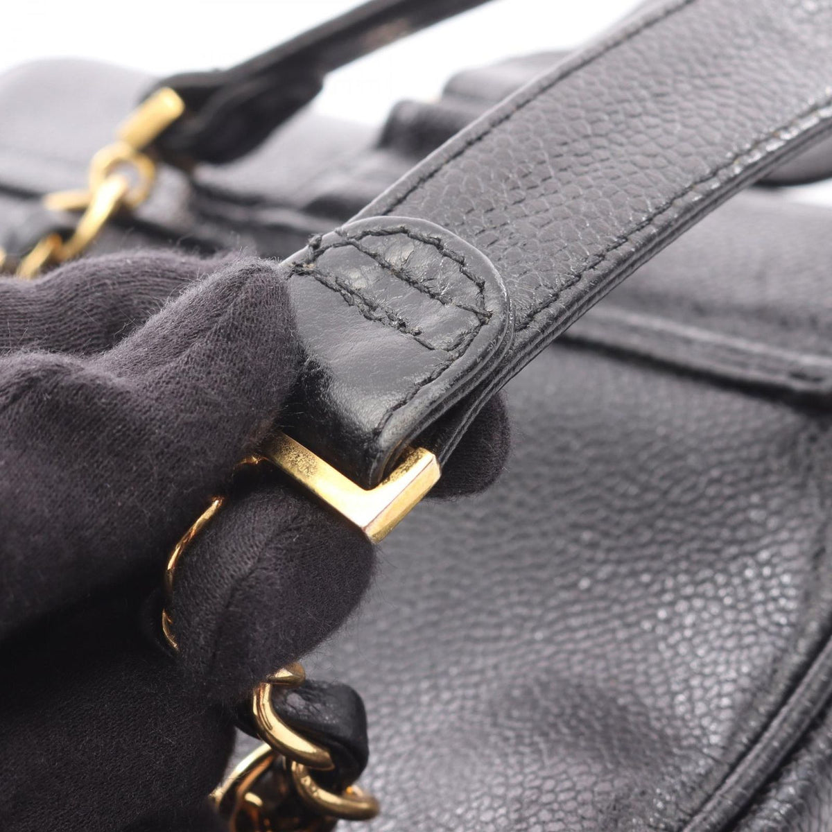 Chanel Backpack Triple CC Logo Black Caviar Leather Coco — view 7