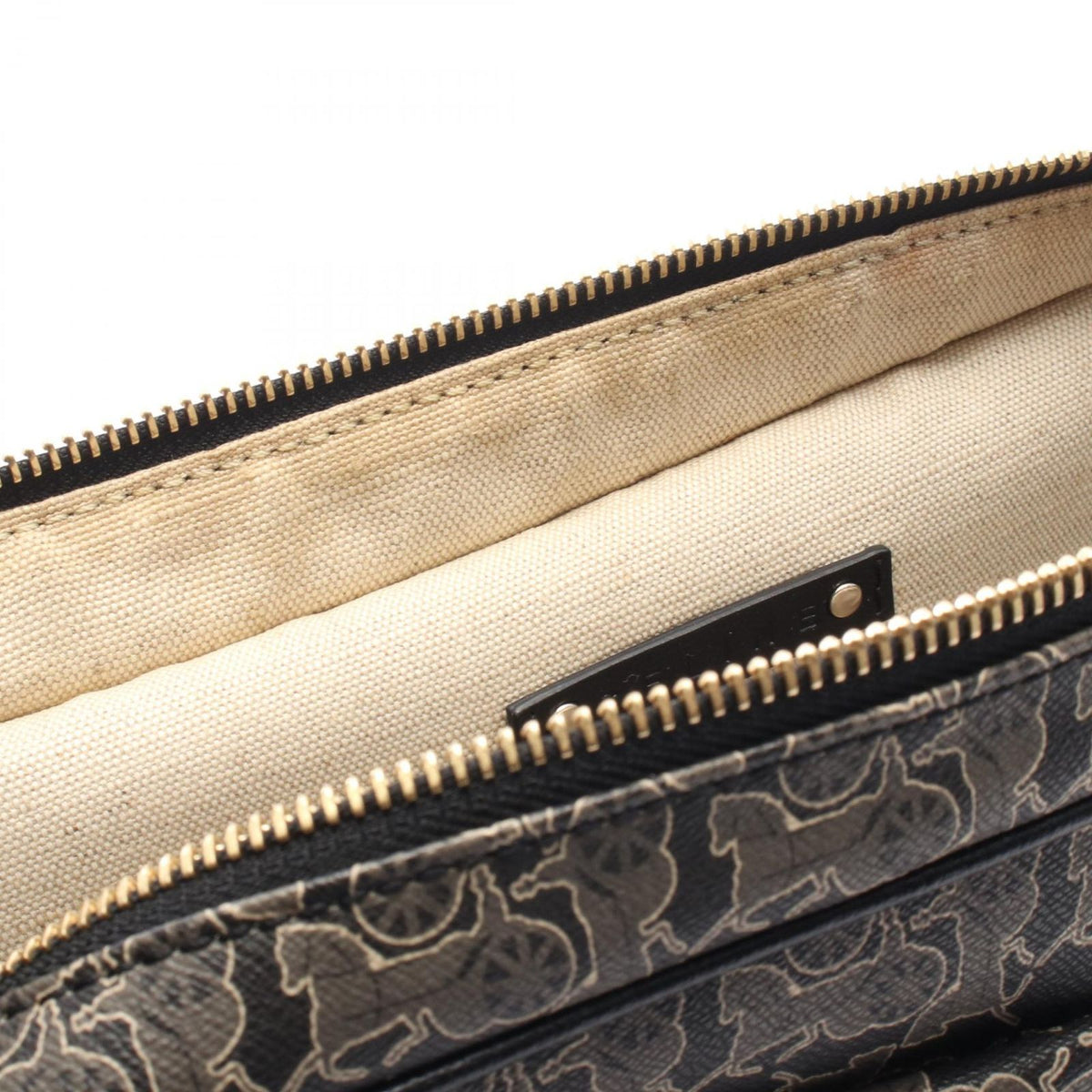 Celine Shoulder Bag Saluki Gray Black Canvas Leather — view 7