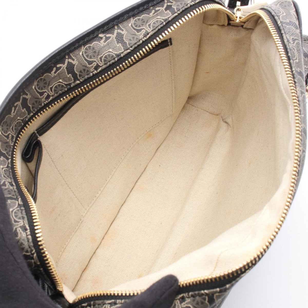 Celine Shoulder Bag Saluki Gray Black Canvas Leather — view 3