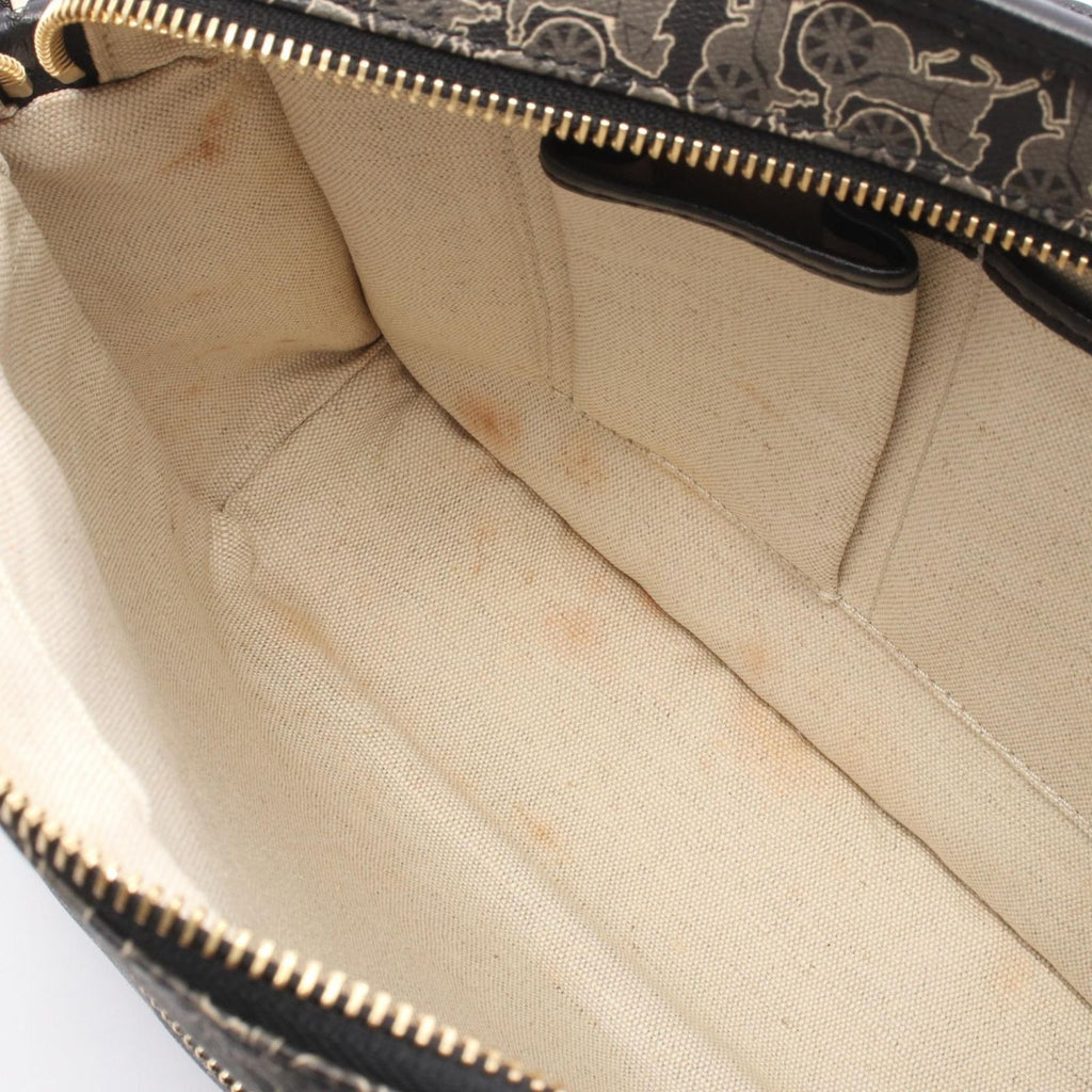 Celine Shoulder Bag Saluki Gray Black Canvas Leather — view 5