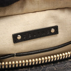 Celine Shoulder Bag Saluki Gray Black Canvas Leather — view 4