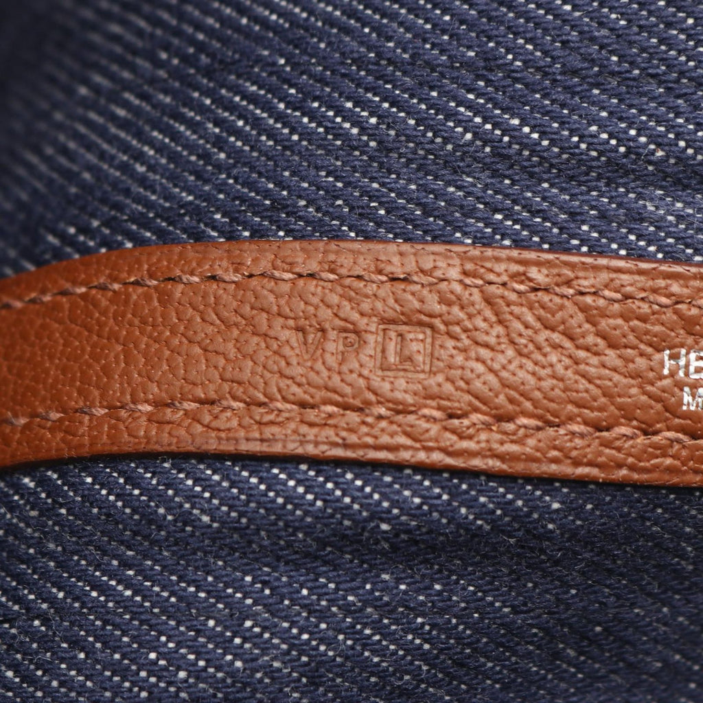 Hermes Tote Garden Party PM Blue Indigo Brown — view 5