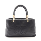 Chanel Handbag CC Logo Black Caviar Leather Tote