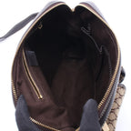 Celine Shoulder Bag Macadam Beige Dark Brown Canvas Leather — view 3