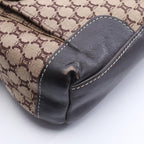 Celine Shoulder Bag Macadam Beige Dark Brown Canvas Leather — view 5