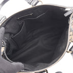 Celine Handbag Macadam Black Gold Canvas Leather Saluki 2-Way Hand — view 3