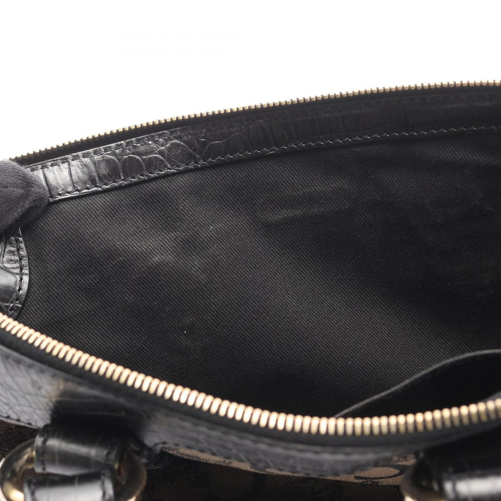 Celine Handbag Macadam Black Gold Canvas Leather Saluki 2-Way Hand — view 4