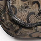 Celine Handbag Macadam Black Gold Canvas Leather Saluki 2-Way Hand — view 5