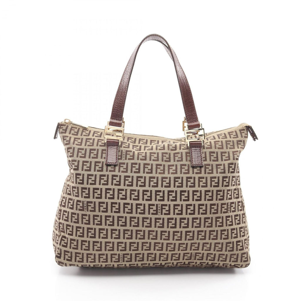 Fendi Tote Zucchino Beige Canvas Leather