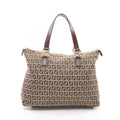 Fendi Tote Zucchino Beige Canvas Leather
