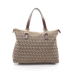 Fendi Tote Zucchino Beige Canvas Leather