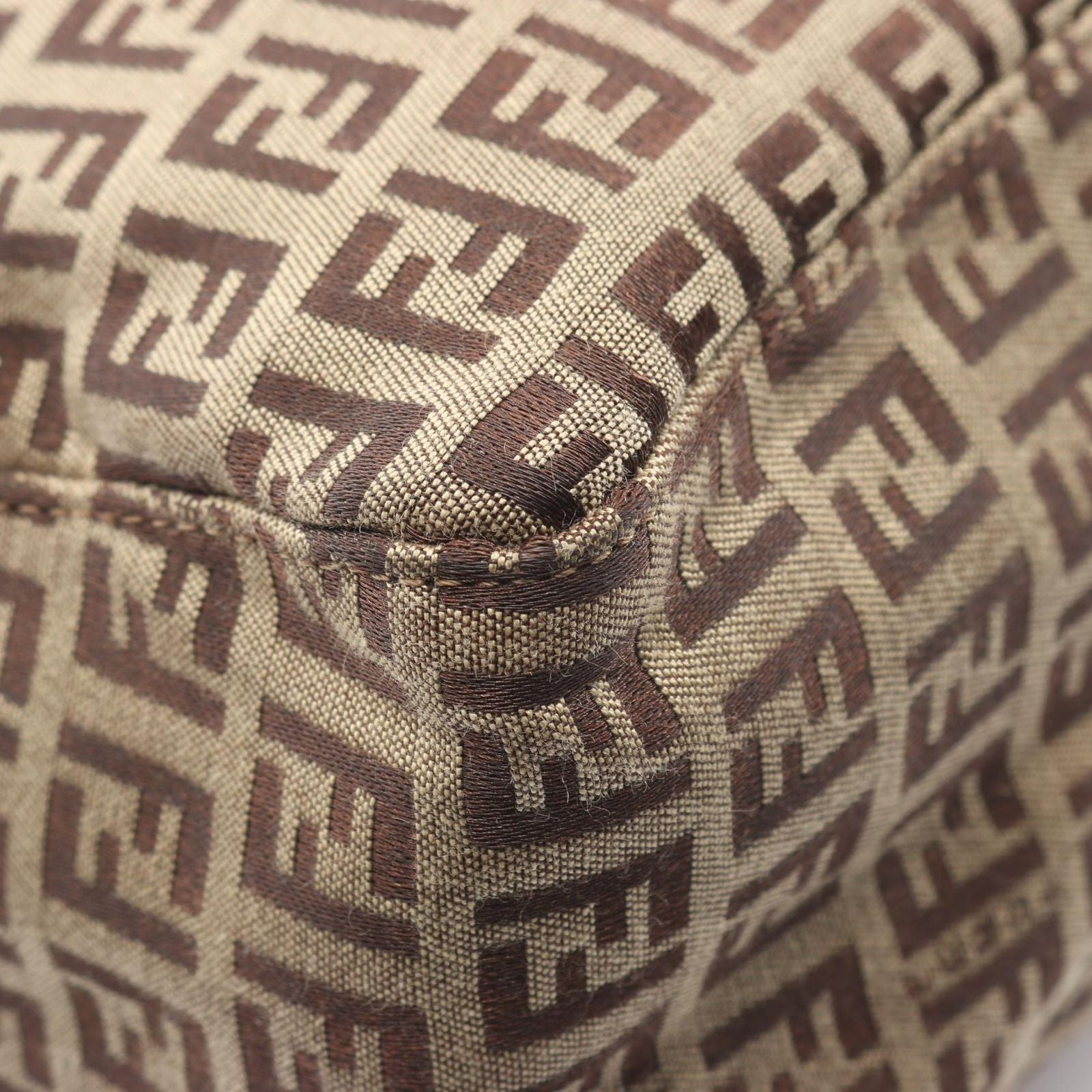 Fendi Tote Zucchino Beige Canvas Leather — view 7