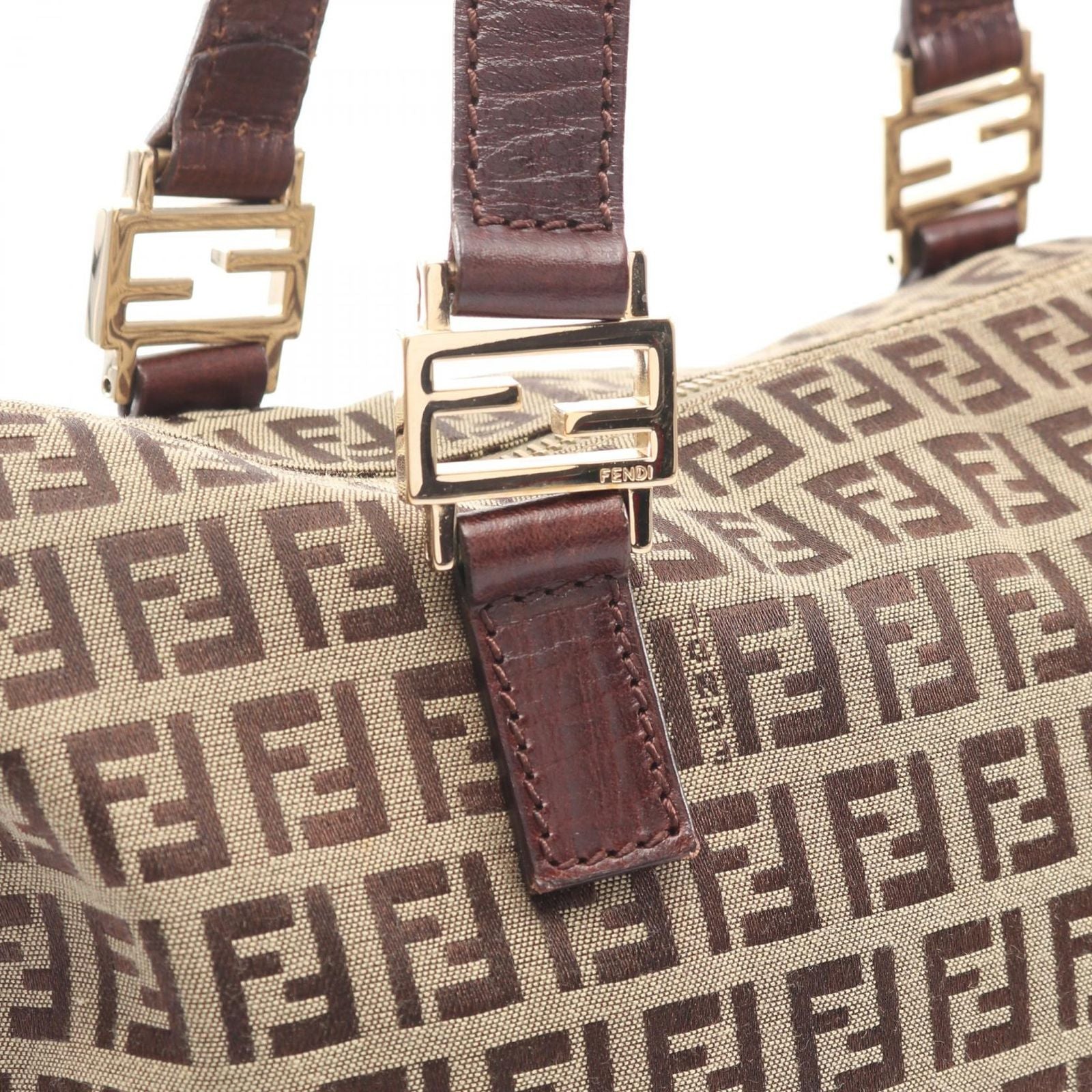 Fendi Tote Zucchino Beige Canvas Leather — view 6