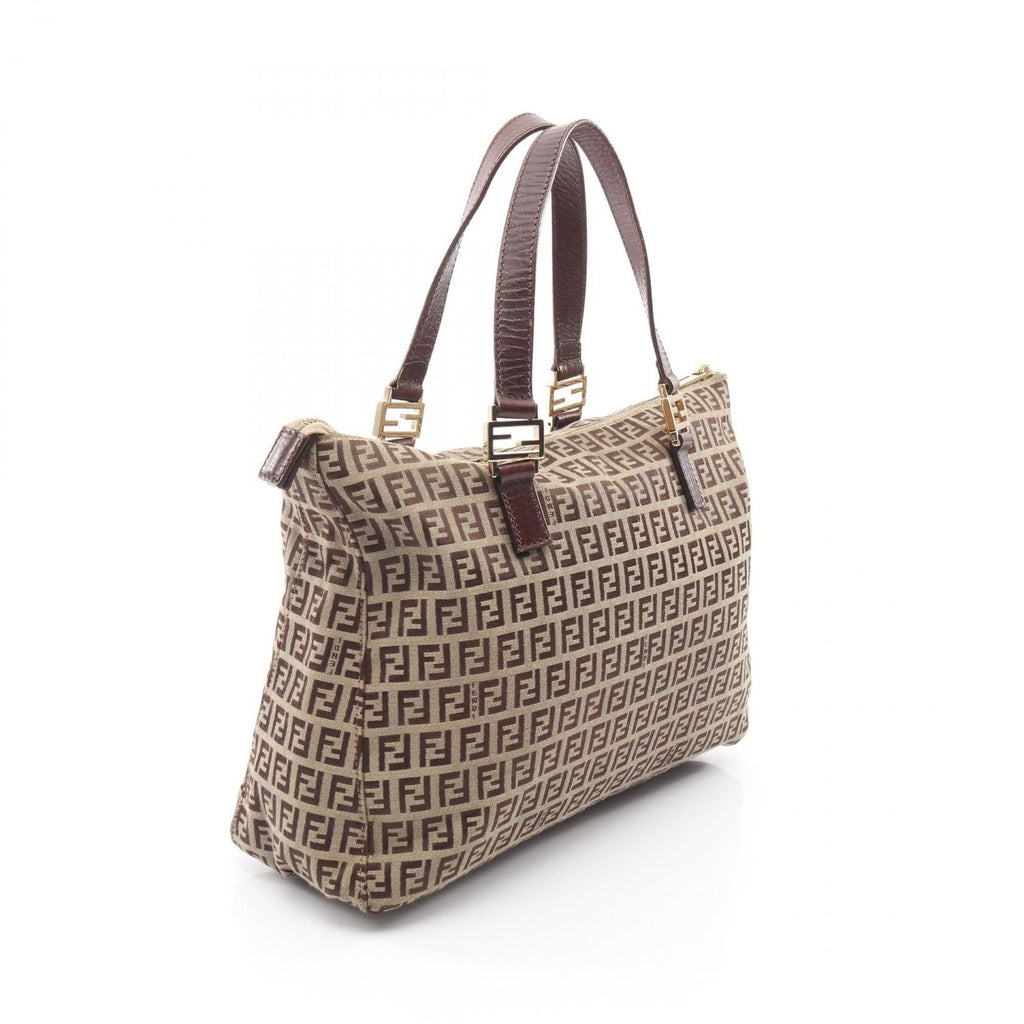 Fendi Tote Zucchino Beige Canvas Leather — view 2